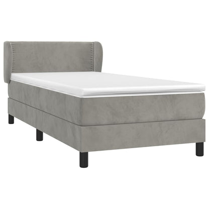 Giroletto a Molle con Materasso Grigio Chiaro 90x190 cm Velluto | homemem39