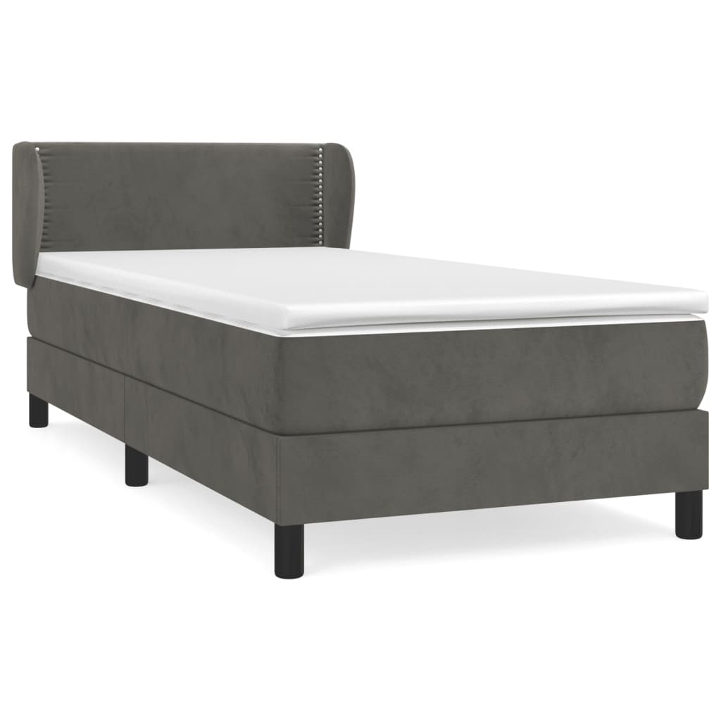 Giroletto a Molle con Materasso Grigio Scuro 90x190 cm Velluto | homemem39