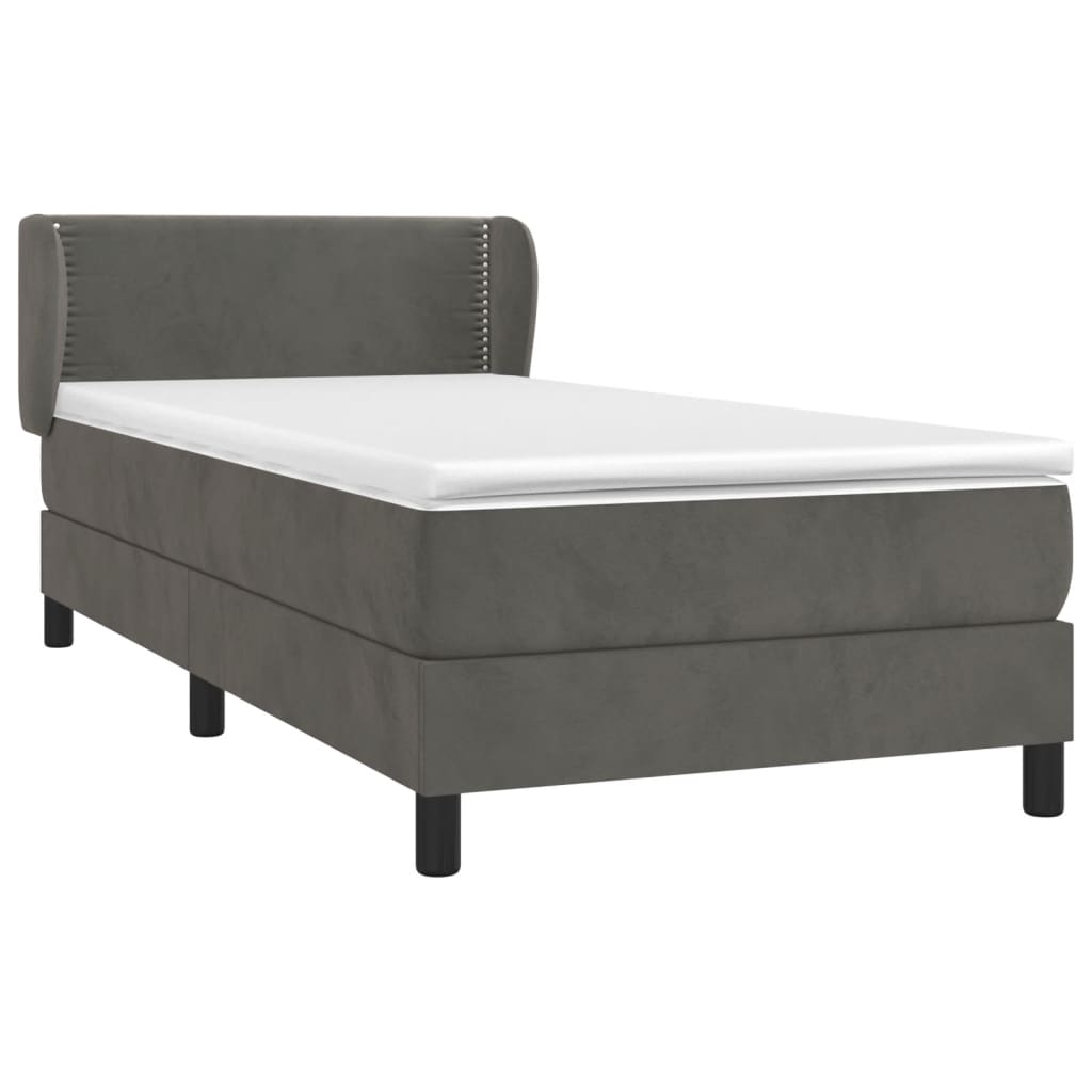 Giroletto a Molle con Materasso Grigio Scuro 90x190 cm Velluto | homemem39