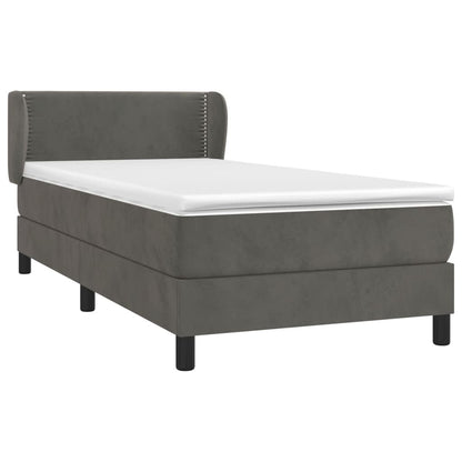 Giroletto a Molle con Materasso Grigio Scuro 90x190 cm Velluto | homemem39