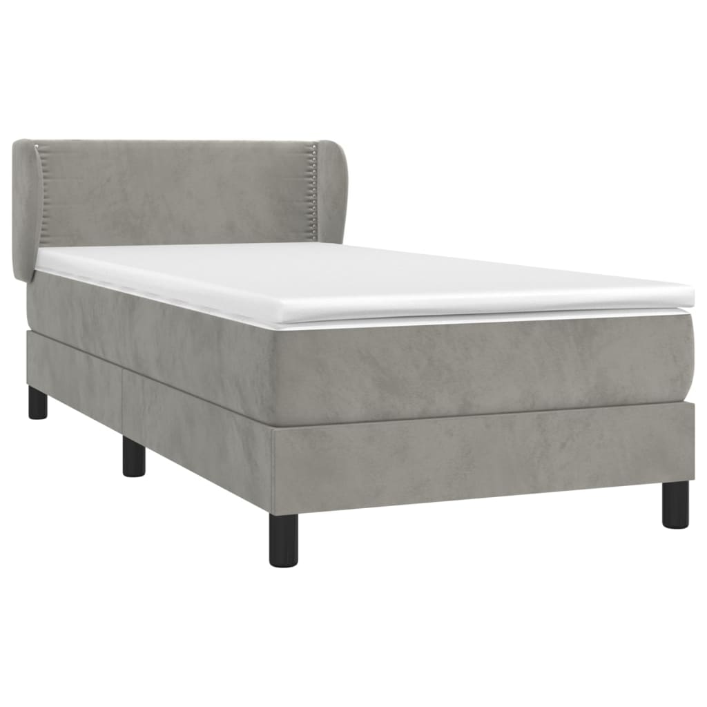 Giroletto a Molle con Materasso Grigio Chiaro 90x200 cm Velluto | homemem39