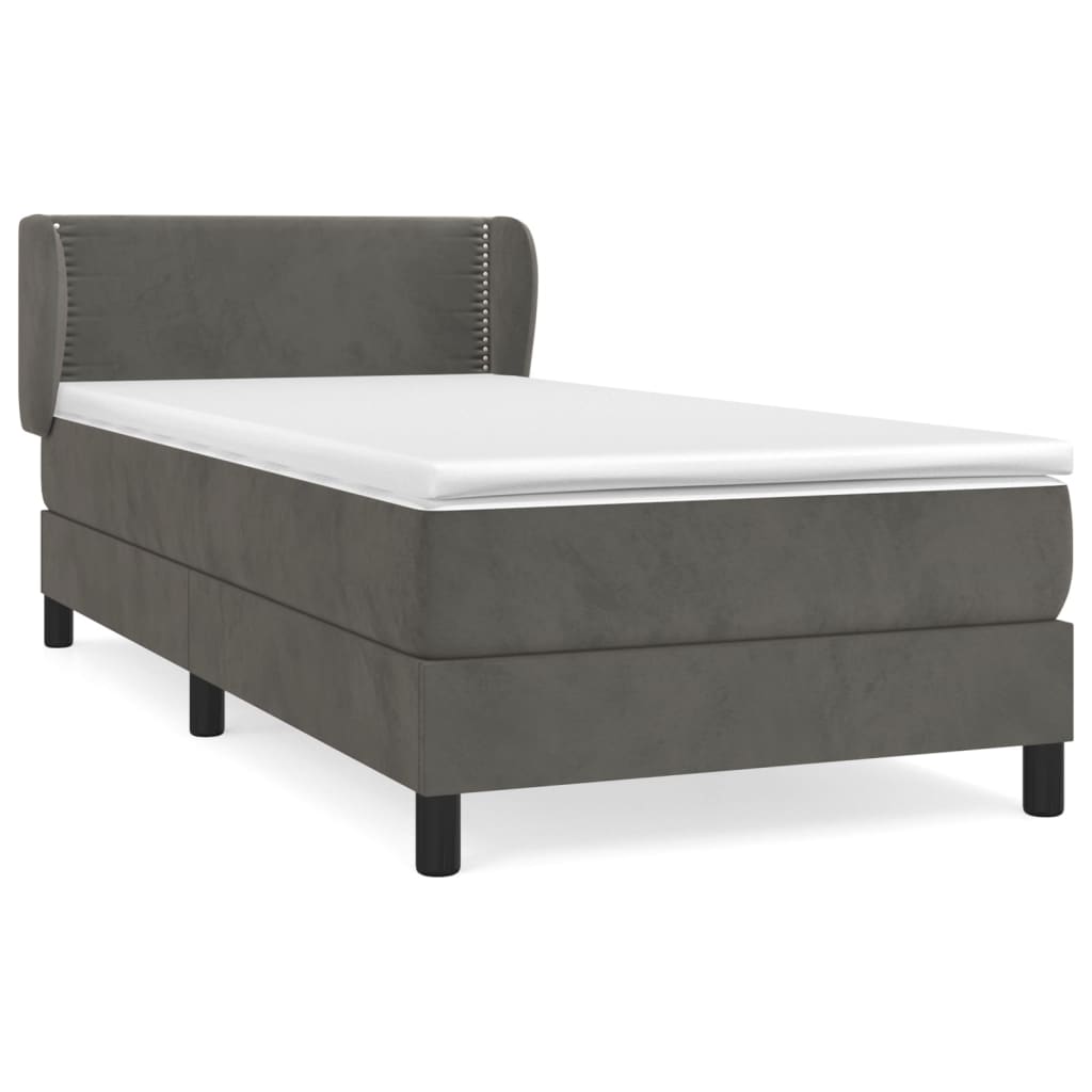 Giroletto a Molle con Materasso Grigio Scuro 100x200 cm Velluto | homemem39