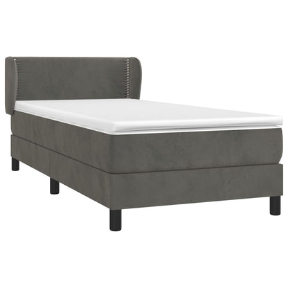 Giroletto a Molle con Materasso Grigio Scuro 100x200 cm Velluto | homemem39