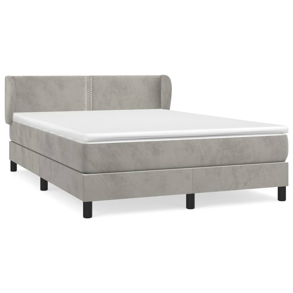 Giroletto a Molle con Materasso Grigio Chiaro 140x190cm Velluto | homemem39