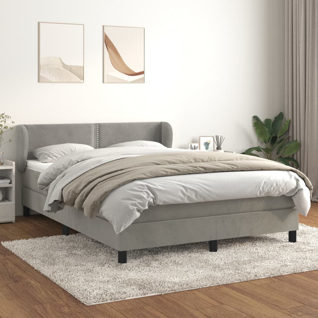Giroletto a Molle con Materasso Grigio Chiaro 140x190cm Velluto | homemem39