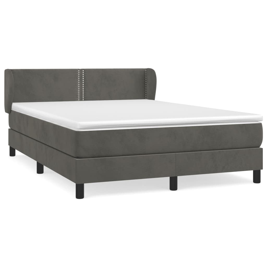 Giroletto a Molle con Materasso Grigio Scuro 140x190 cm Velluto | homemem39