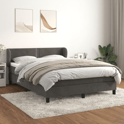 Giroletto a Molle con Materasso Grigio Scuro 140x190 cm Velluto | homemem39