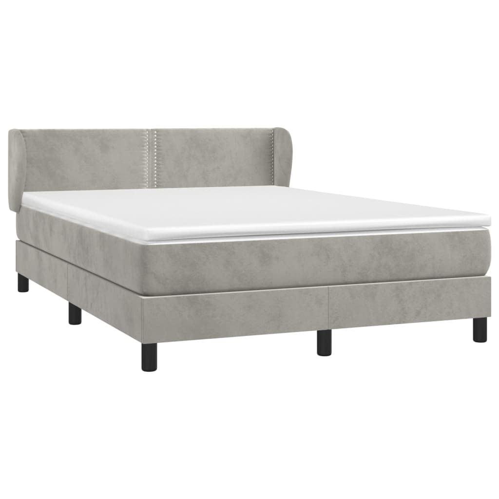 Giroletto a Molle con Materasso Grigio Chiaro 140x200cm Velluto | homemem39