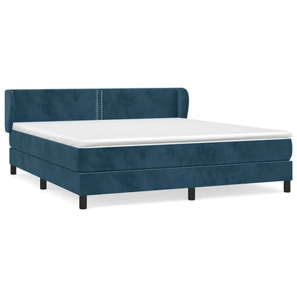Giroletto a Molle con Materasso Blu Scuro 160x200 cm in Velluto | homemem39