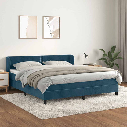 Giroletto a Molle con Materasso Blu Scuro 160x200 cm in Velluto | homemem39