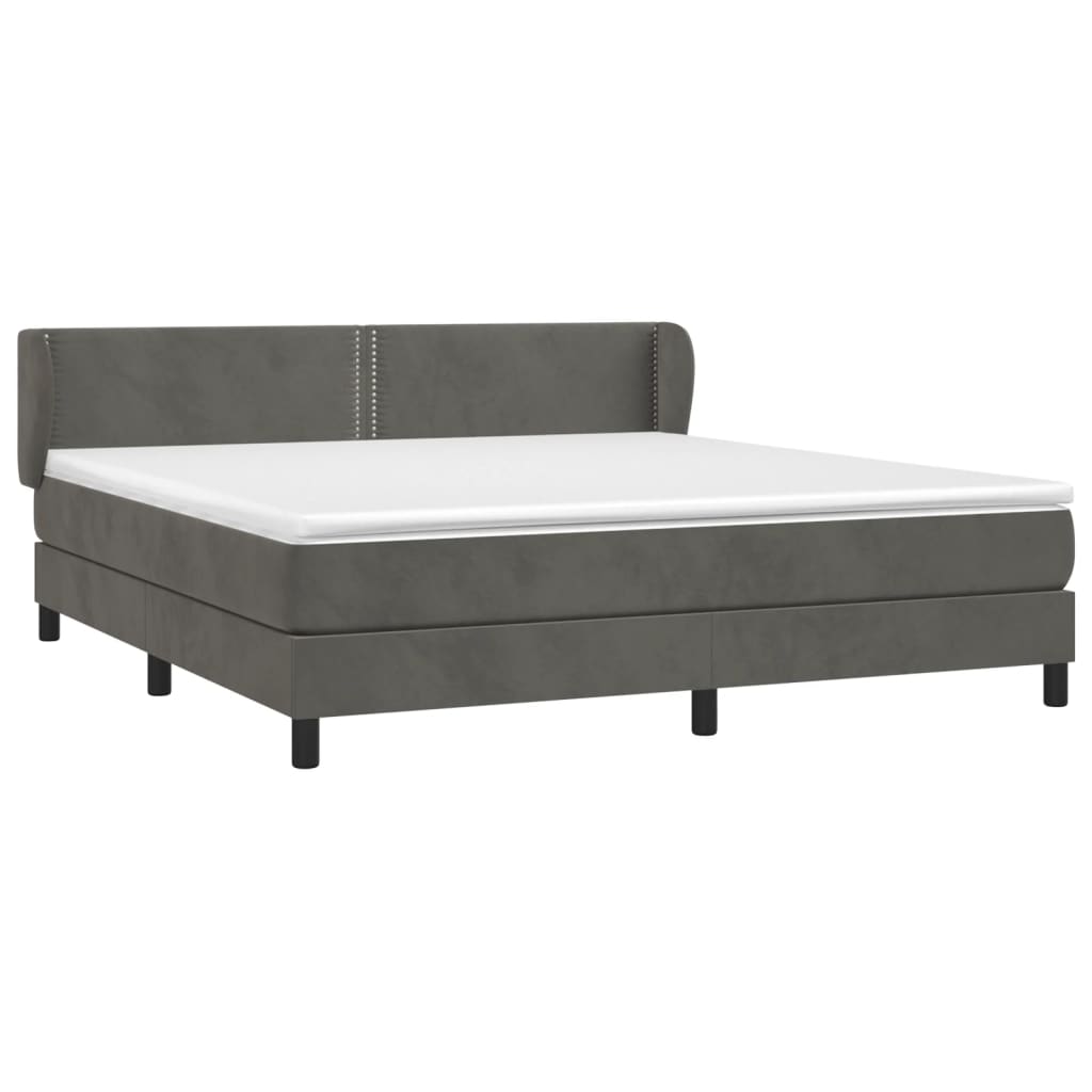 Giroletto a Molle con Materasso Grigio Scuro 180x200 cm Velluto | homemem39