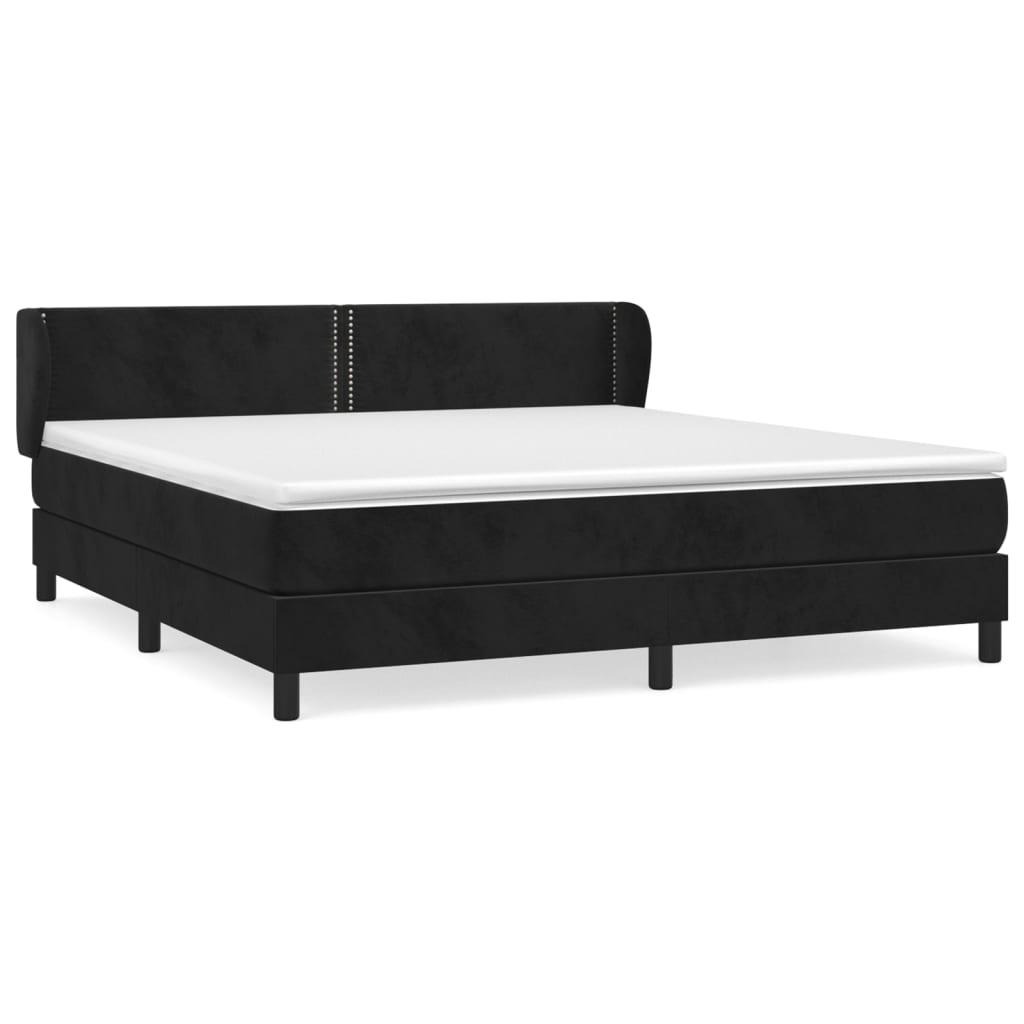 Giroletto a Molle con Materasso Nero 180x200 cm in Velluto | homemem39