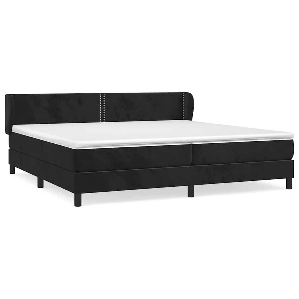 Giroletto a Molle con Materasso Nero 200x200 cm in Velluto | homemem39
