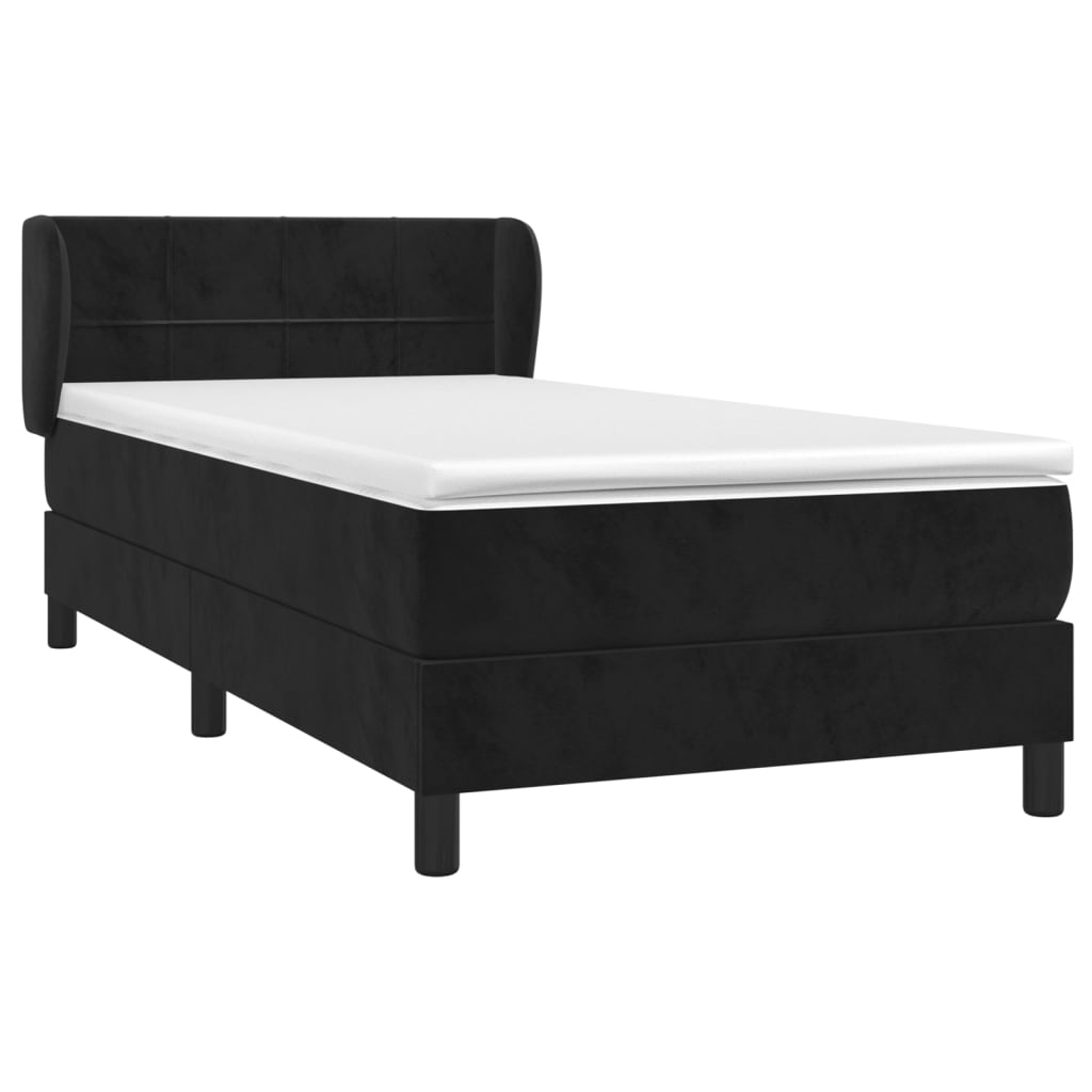 Giroletto a Molle con Materasso Nero 80x200 cm in Velluto | homemem39
