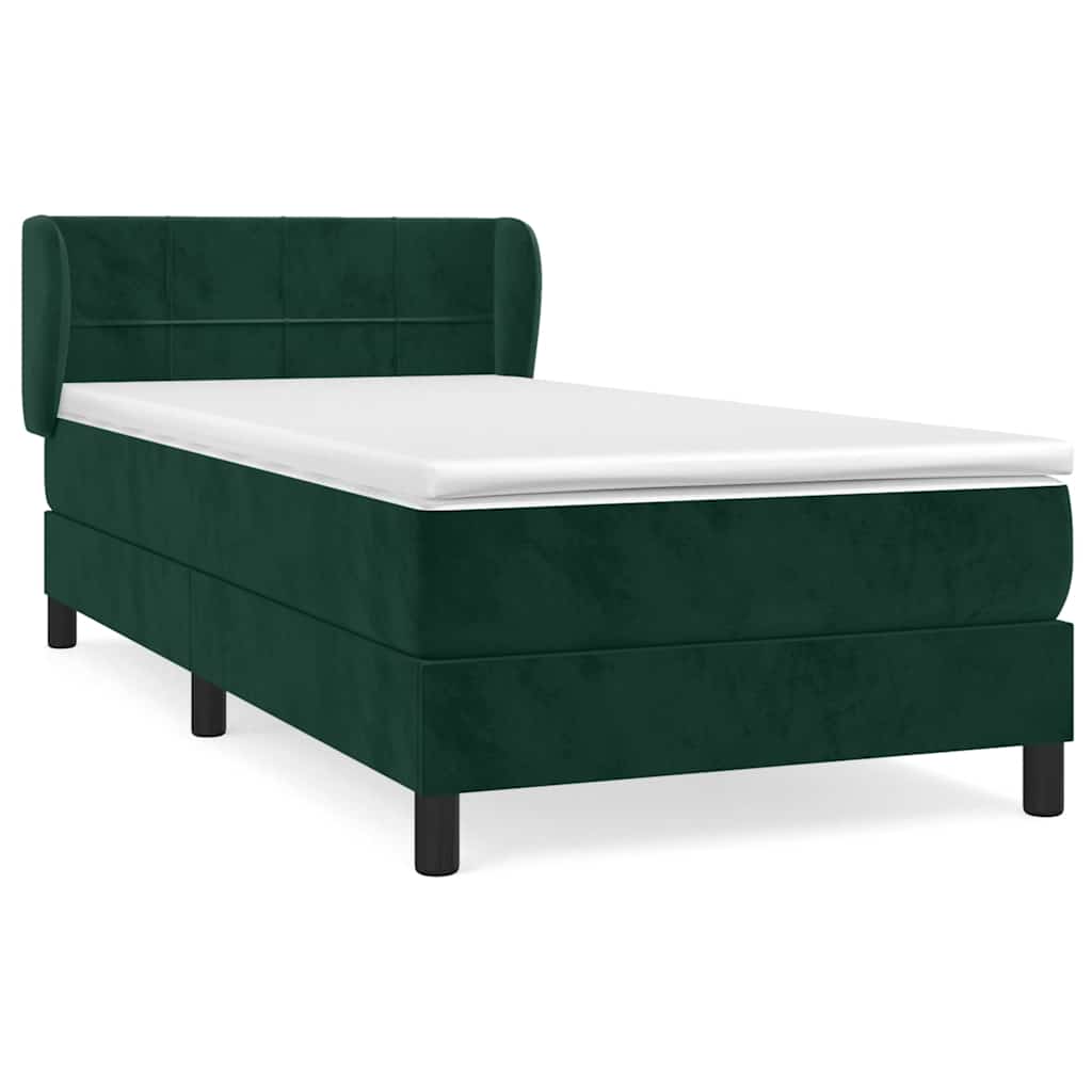 Giroletto a Molle con Materasso Verde Scuro 80x200 cm Velluto | homemem39