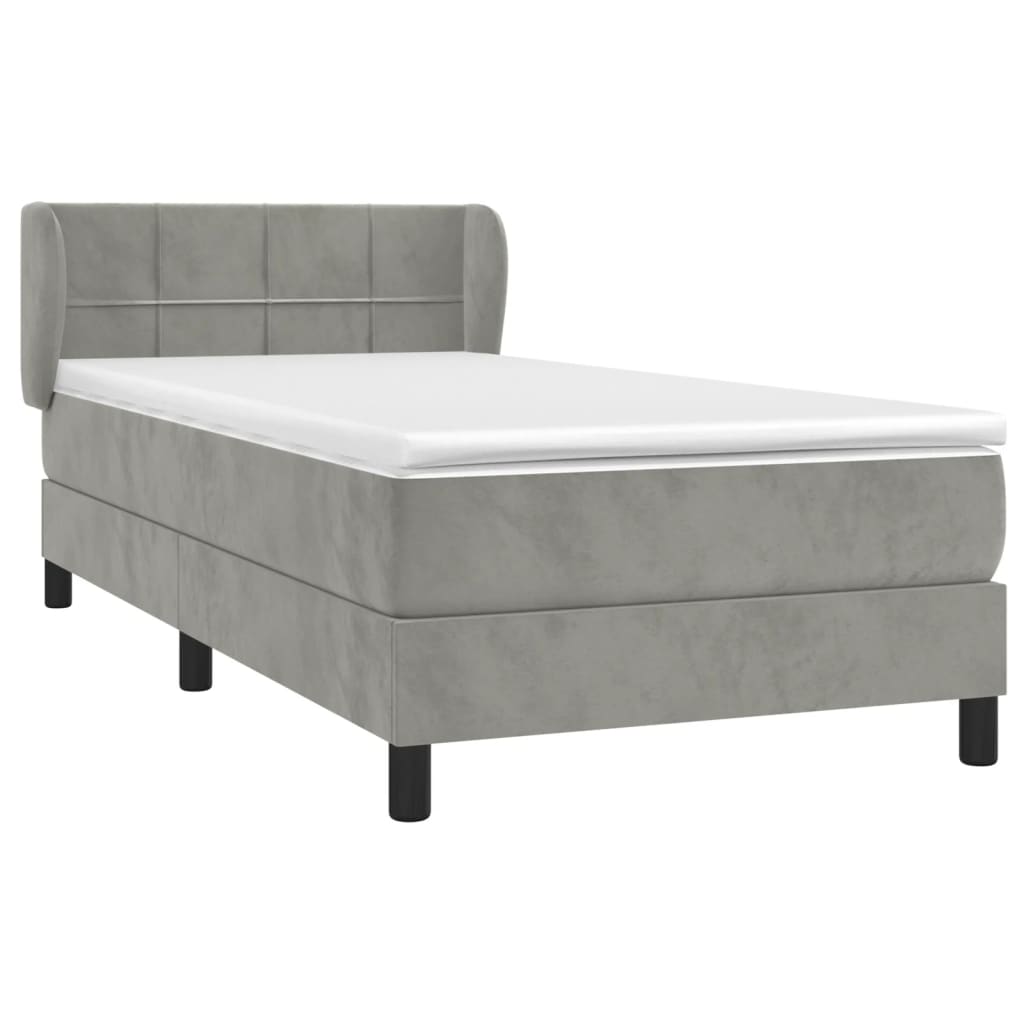 Giroletto a Molle con Materasso Grigio Chiaro 90x190 cm Velluto | homemem39