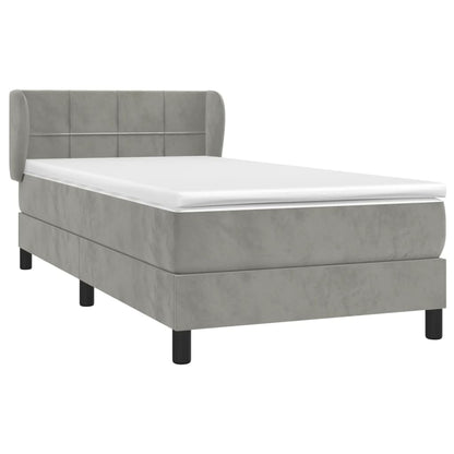 Giroletto a Molle con Materasso Grigio Chiaro 90x190 cm Velluto | homemem39