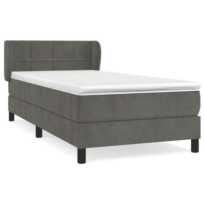 Giroletto a Molle con Materasso Grigio Scuro 90x190 cm Velluto | homemem39