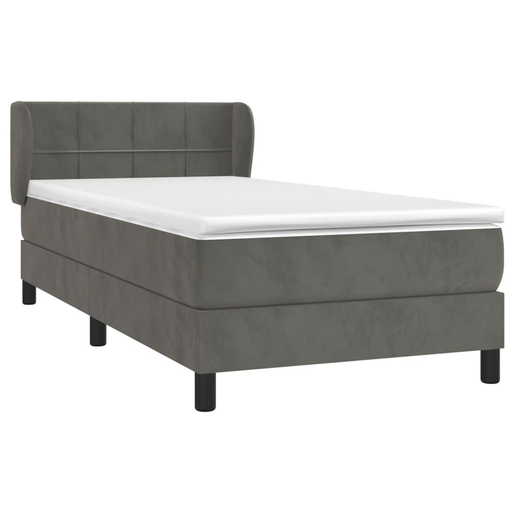 Giroletto a Molle con Materasso Grigio Scuro 90x190 cm Velluto | homemem39