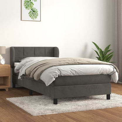 Giroletto a Molle con Materasso Grigio Scuro 90x190 cm Velluto | homemem39