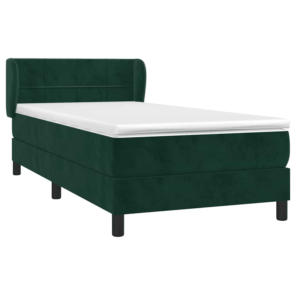 Giroletto a Molle con Materasso Verde Scuro 90x190 cm Velluto | homemem39