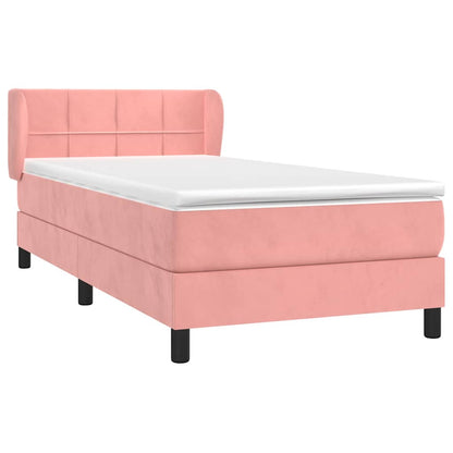 Giroletto a Molle con Materasso Rosa 90x190 cm in Velluto