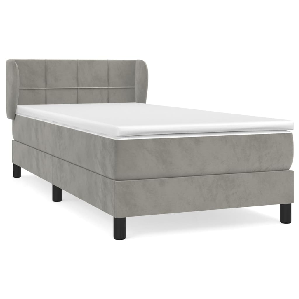 Giroletto a Molle con Materasso Grigio Chiaro 90x200 cm Velluto | homemem39