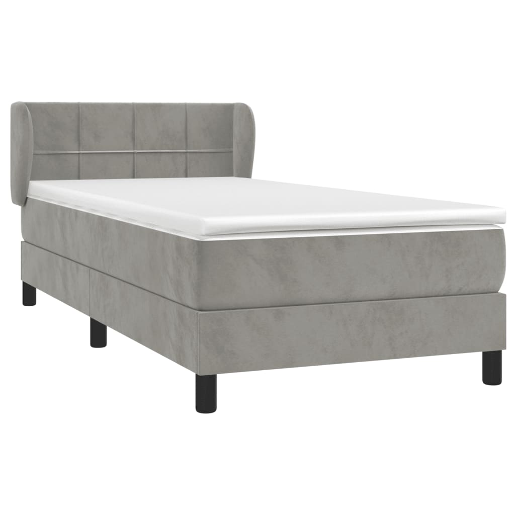 Giroletto a Molle con Materasso Grigio Chiaro 90x200 cm Velluto | homemem39