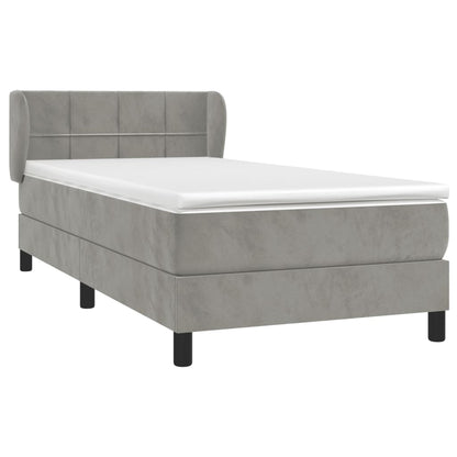 Giroletto a Molle con Materasso Grigio Chiaro 90x200 cm Velluto | homemem39