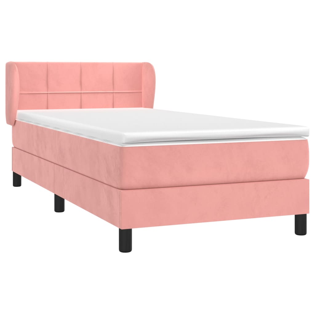Giroletto a Molle con Materasso Rosa 90x200 cm in Velluto | homemem39