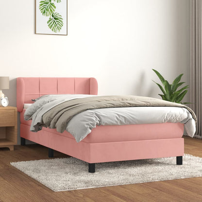 Giroletto a Molle con Materasso Rosa 90x200 cm in Velluto | homemem39