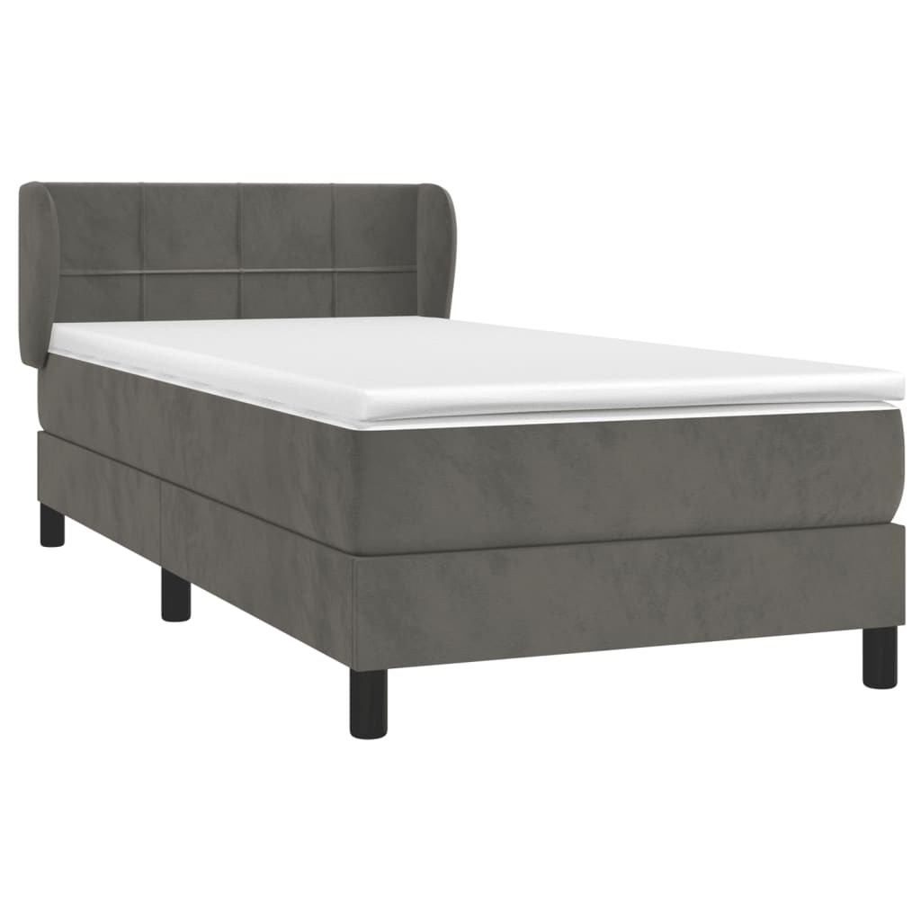 Giroletto a Molle con Materasso Grigio Scuro 100x200 cm Velluto | homemem39