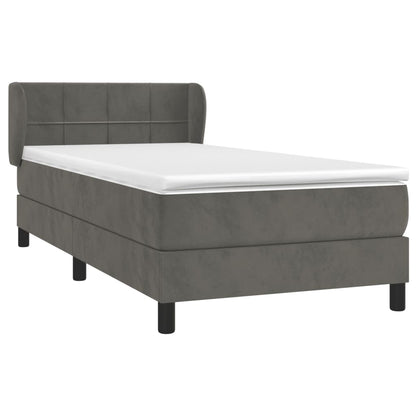 Giroletto a Molle con Materasso Grigio Scuro 100x200 cm Velluto | homemem39