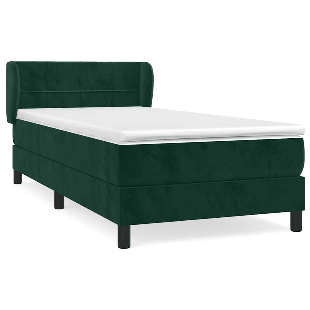 Giroletto a Molle con Materasso Verde Scuro 100x200 cm Velluto | homemem39