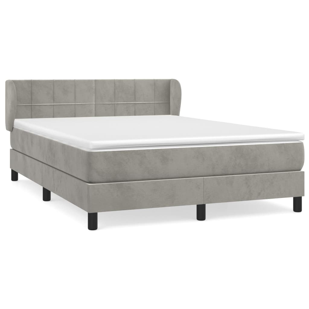 Giroletto a Molle con Materasso Grigio Chiaro 140x190cm Velluto | homemem39