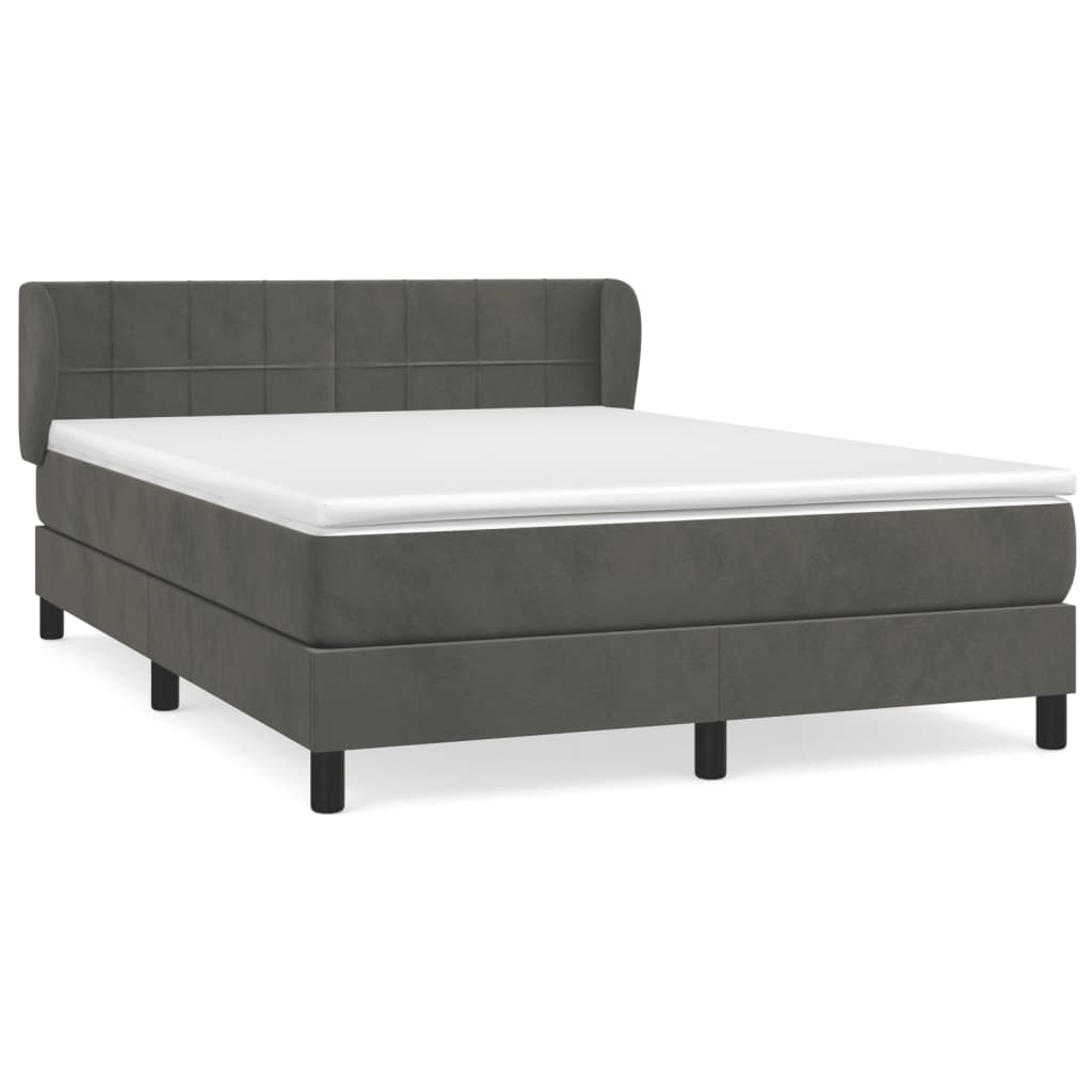 Giroletto a Molle con Materasso Grigio Scuro 140x190 cm Velluto | homemem39
