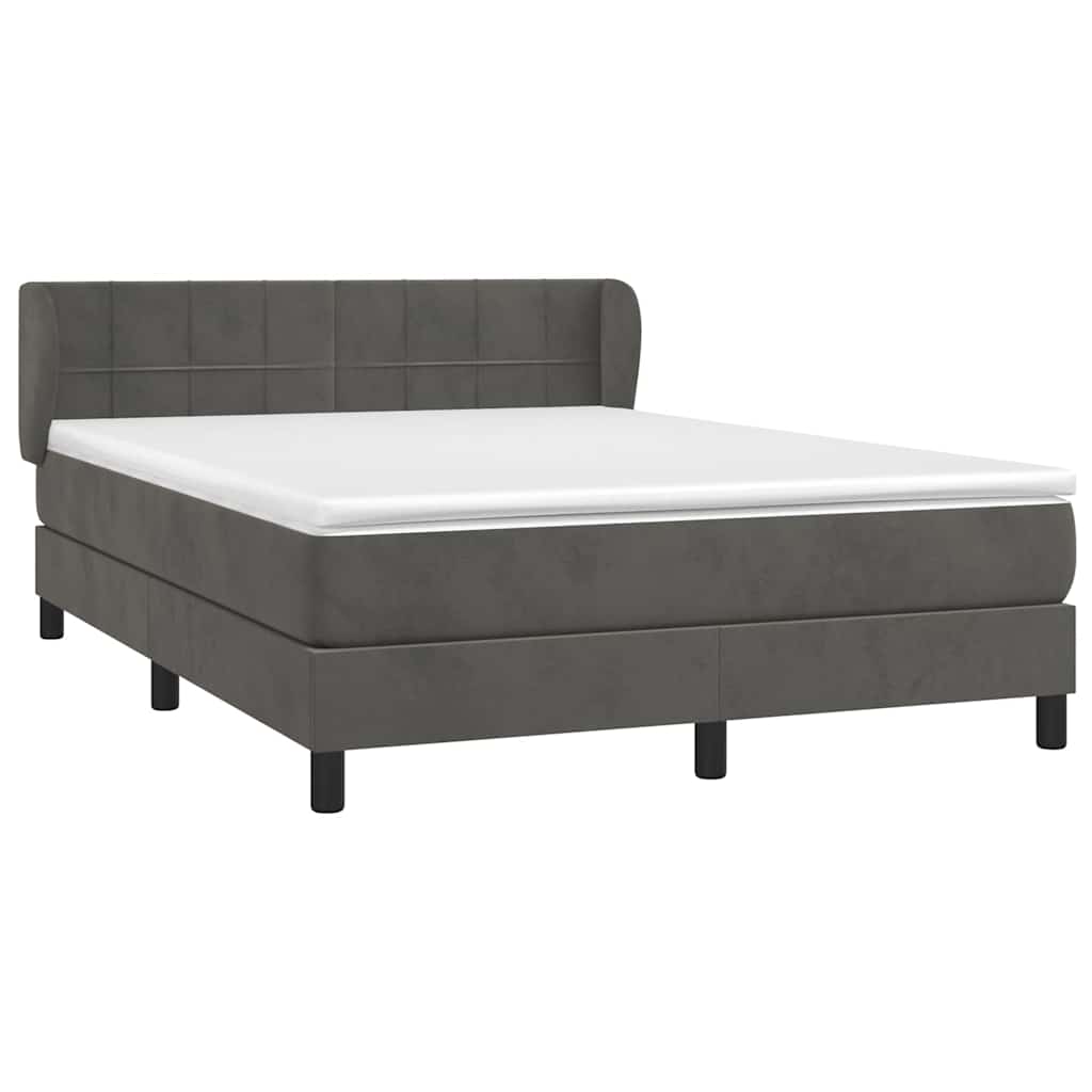 Giroletto a Molle con Materasso Grigio Scuro 140x190 cm Velluto