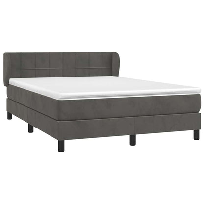 Giroletto a Molle con Materasso Grigio Scuro 140x190 cm Velluto