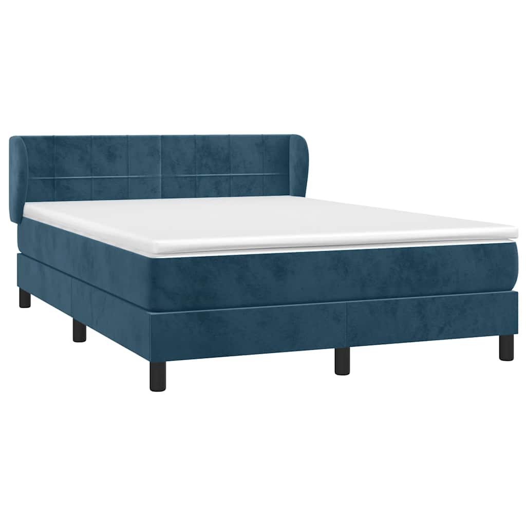 Giroletto a Molle con Materasso Blu Scuro 140x190 cm in Velluto | homemem39