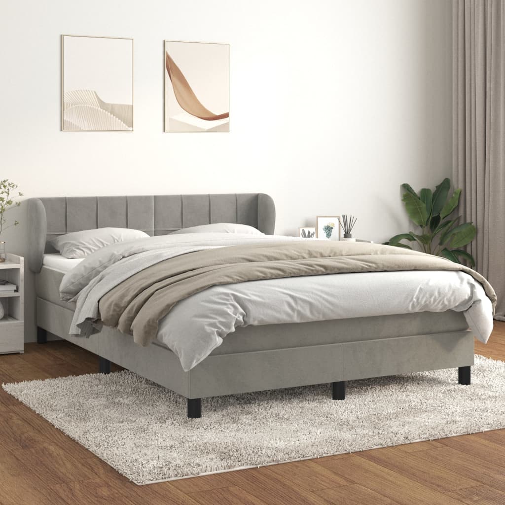 Giroletto a Molle con Materasso Grigio Chiaro 140x200cm Velluto | homemem39