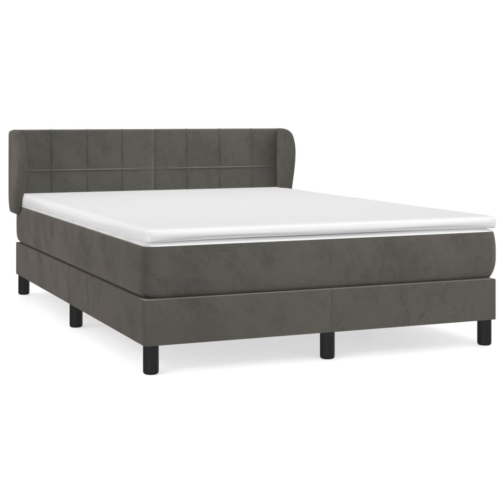Giroletto a Molle con Materasso Grigio Scuro 140x200 cm Velluto | homemem39