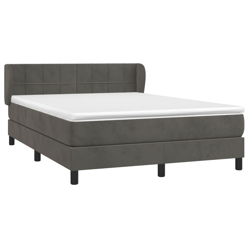 Giroletto a Molle con Materasso Grigio Scuro 140x200 cm Velluto | homemem39