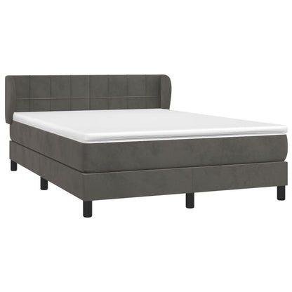 Giroletto a Molle con Materasso Grigio Scuro 140x200 cm Velluto | homemem39
