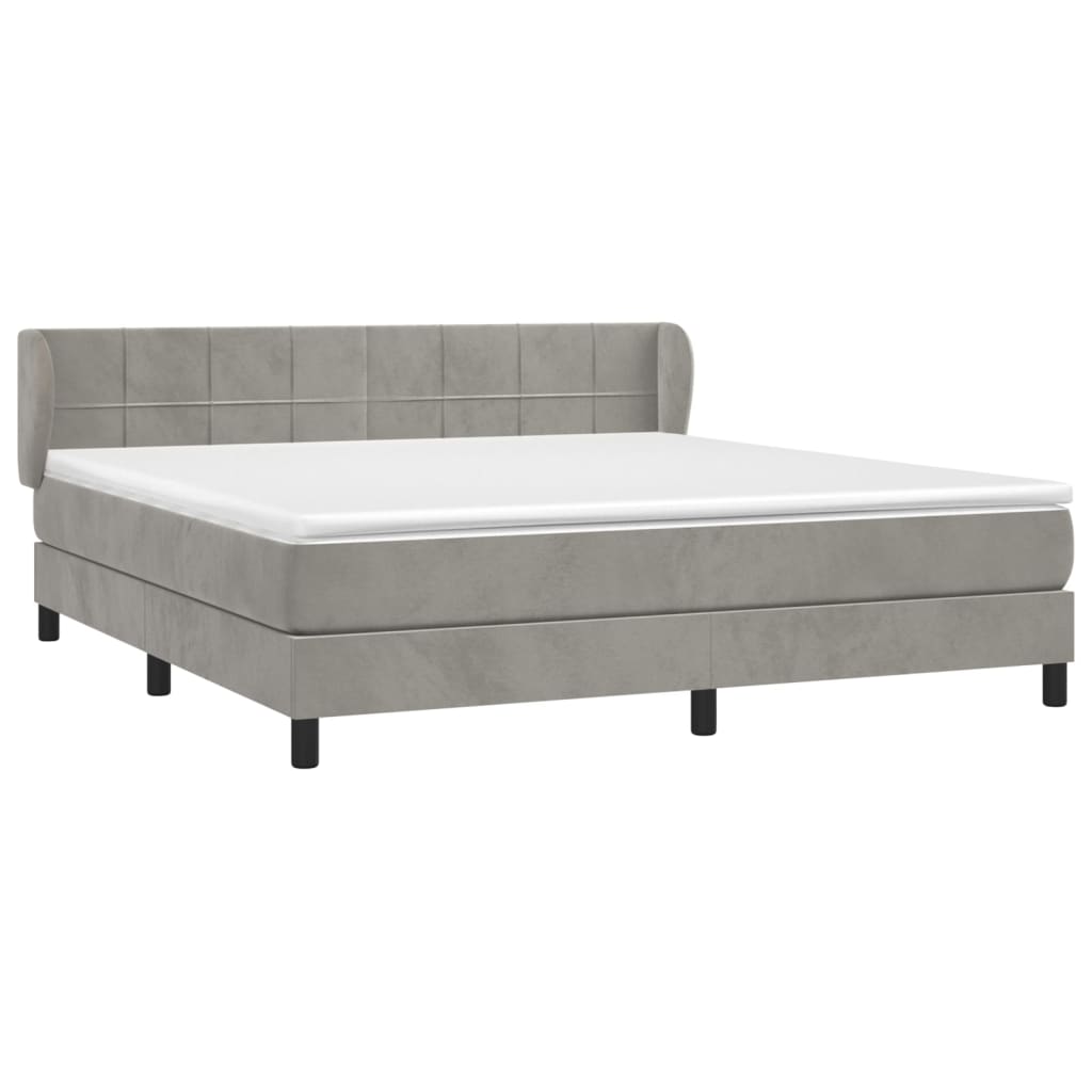 Giroletto a Molle con Materasso Grigio Chiaro 160x200cm Velluto | homemem39