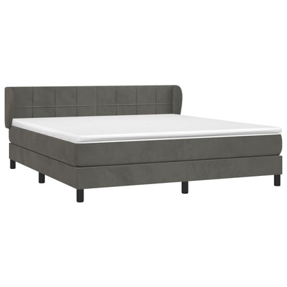 Giroletto a Molle con Materasso Grigio Scuro 180x200 cm Velluto | homemem39