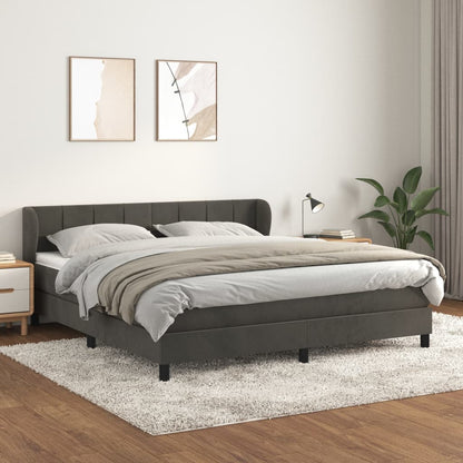Giroletto a Molle con Materasso Grigio Scuro 180x200 cm Velluto | homemem39