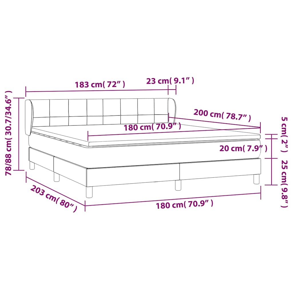 Giroletto a Molle con Materasso Verde Scuro 180x200 cm Velluto | homemem39