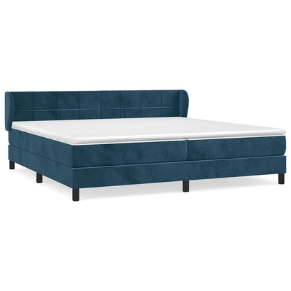 Giroletto a Molle con Materasso Blu Scuro 200x200 cm in Velluto | homemem39