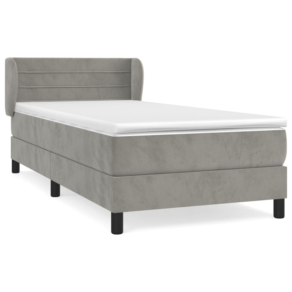 Giroletto a Molle con Materasso Grigio Chiaro 80x200 cm Velluto | homemem39