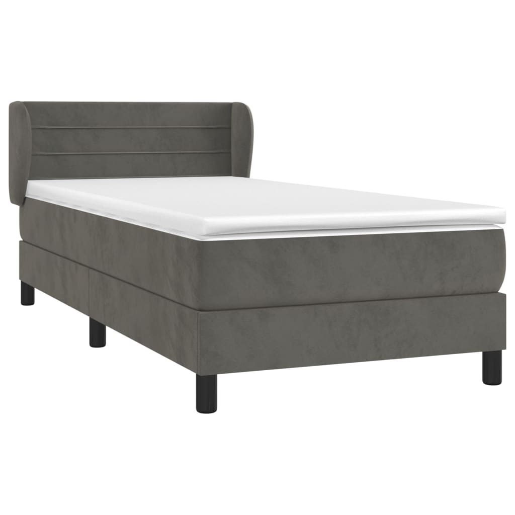 Giroletto a Molle con Materasso Grigio Scuro 80x200 cm Velluto | homemem39